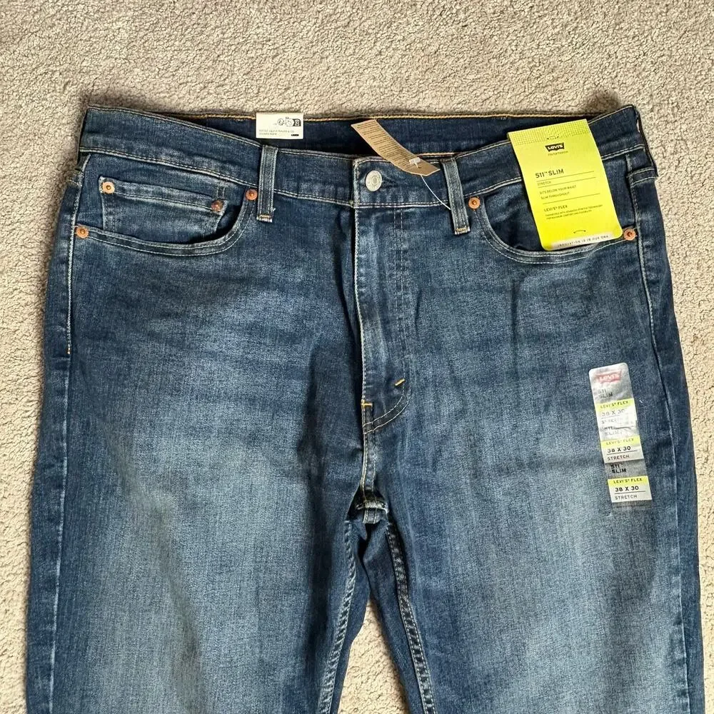 Levi's 511 Denim Slim Fit Men's Jeans Dark Wash Size 36x30 Tailored Stretch